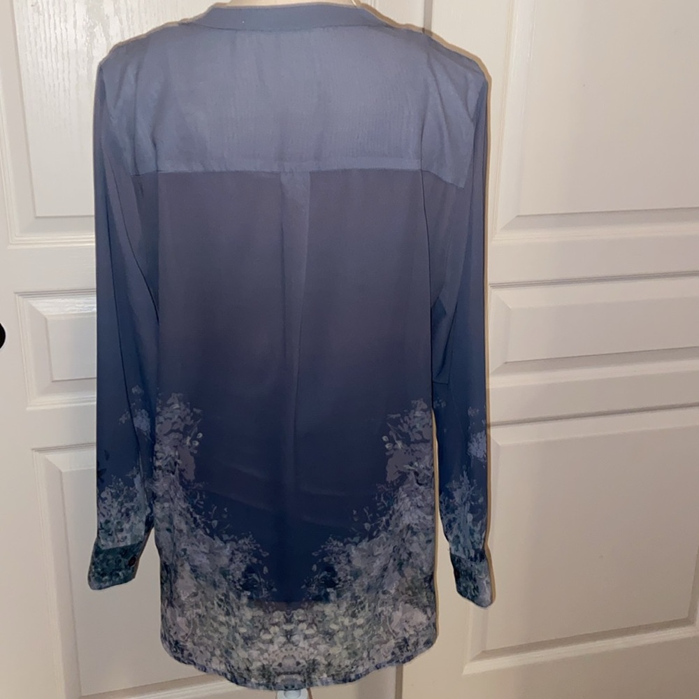 Soft Surroundings Cybele Tunic Periwinkle Floral Pintuck Pleats Blouse w/ Cami - Picture 6 of 16